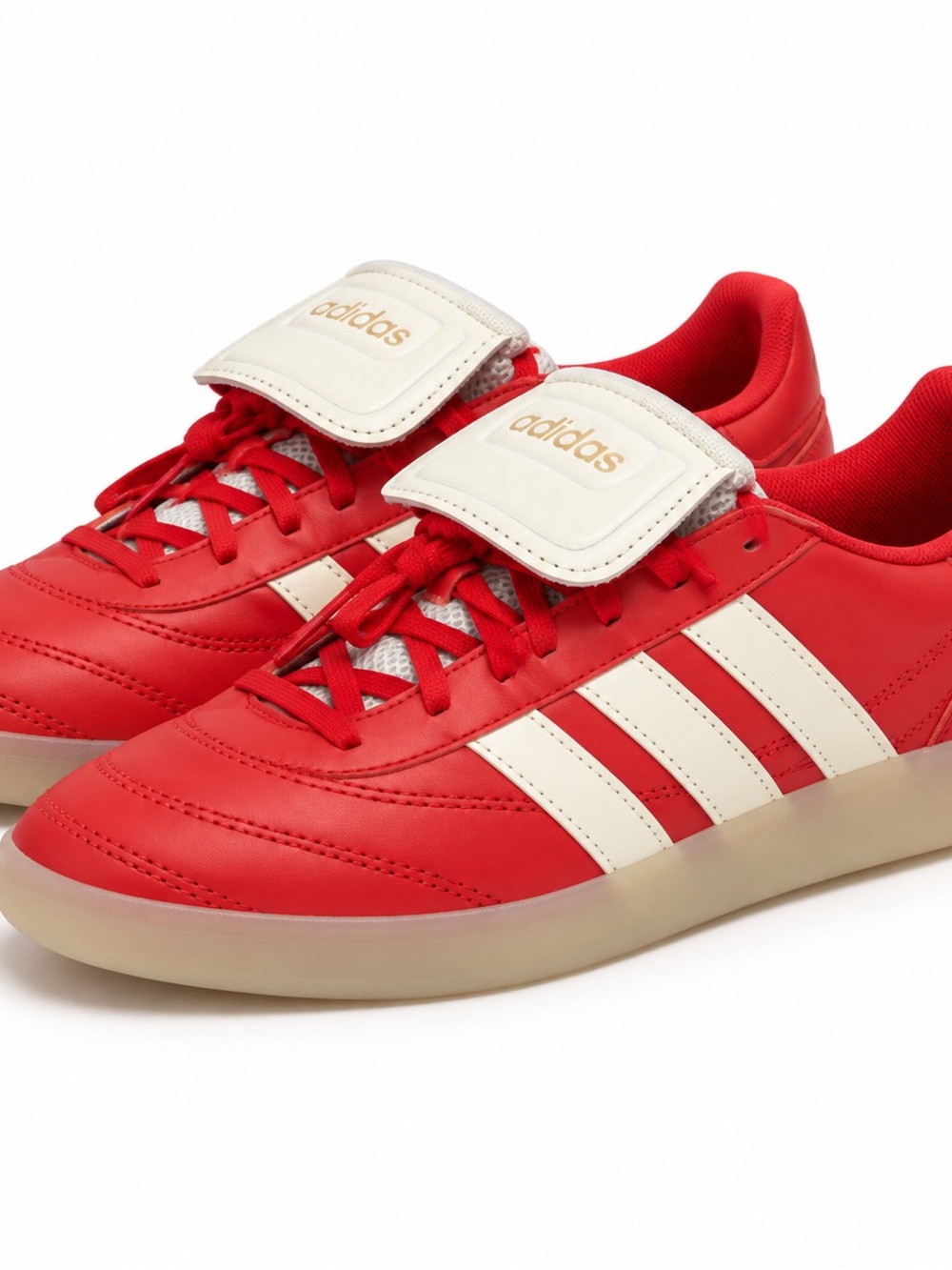 adidas Red Athletic Sneakers with Cream Stripes and Tongue Flap